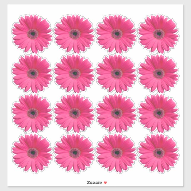 16 Pegatinas de Besos de Flor de Gerbera Rosa (Hoja)
