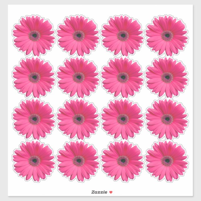 16 Pegatinas de Flor de Gerbera Rosa Kiss-Cut (Hoja)