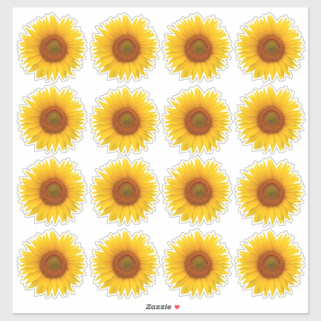 16 Pegatinas de girasol naranja amarillo cortadas  (Hoja)