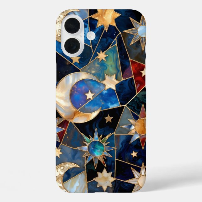 16 Plus Funda de iPhone Vidrio Emplomado Celestial Luna Es (Reverso )