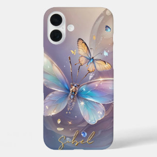 16 Plus Funda monogramado de mariposa gradiente - iPhone m