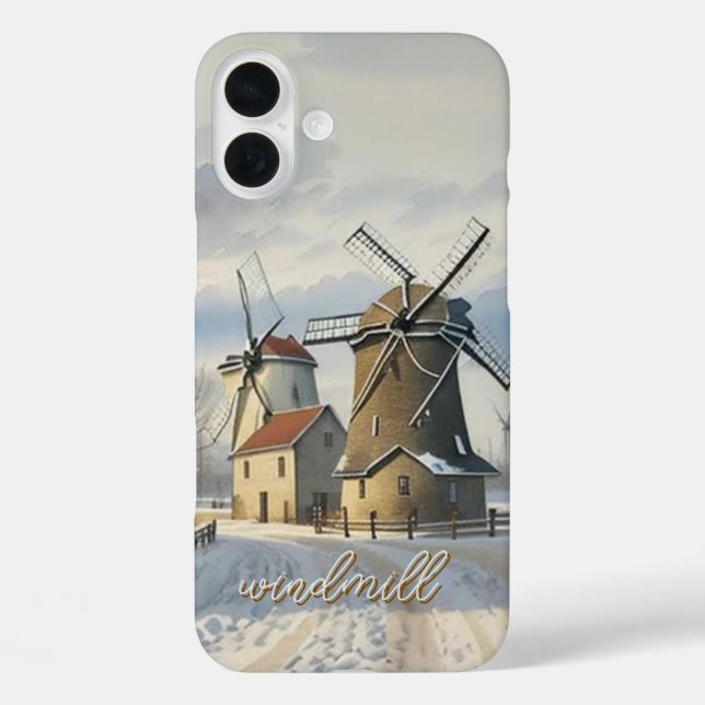 16 Plus Funda Monogramado de Windmill Winter - iPhone mate (Reverso )