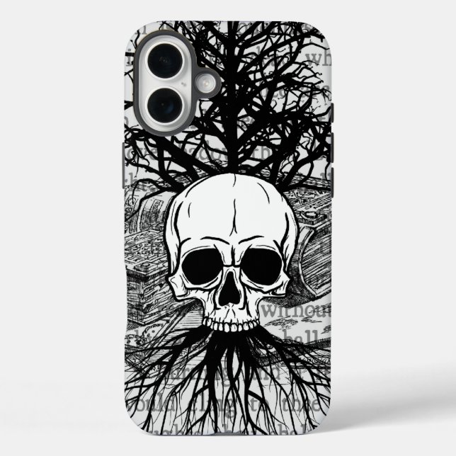 16 Plus Funda para iPhone Case-Mate Calavera y Libros (Reverso )