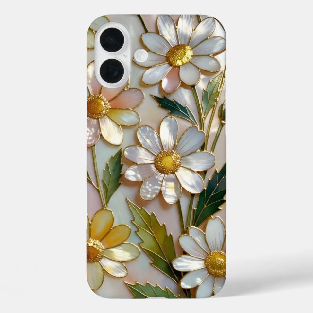 16 Plus Funda para iPhone Daisy Diseño floral cálido de vi (Reverso )