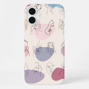 16 Plus Funda para iPhone de Arte de Línea de Mujer Abstra