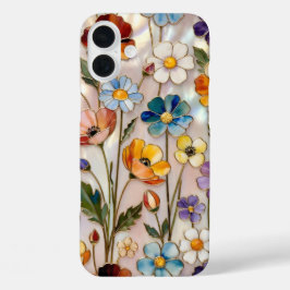 16 Plus Funda para iPhone de Flor Silvestre Vidrio Teñido