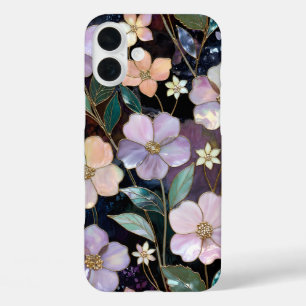 16 Plus Funda para iPhone de Floral Oscuro Elegante Flor d