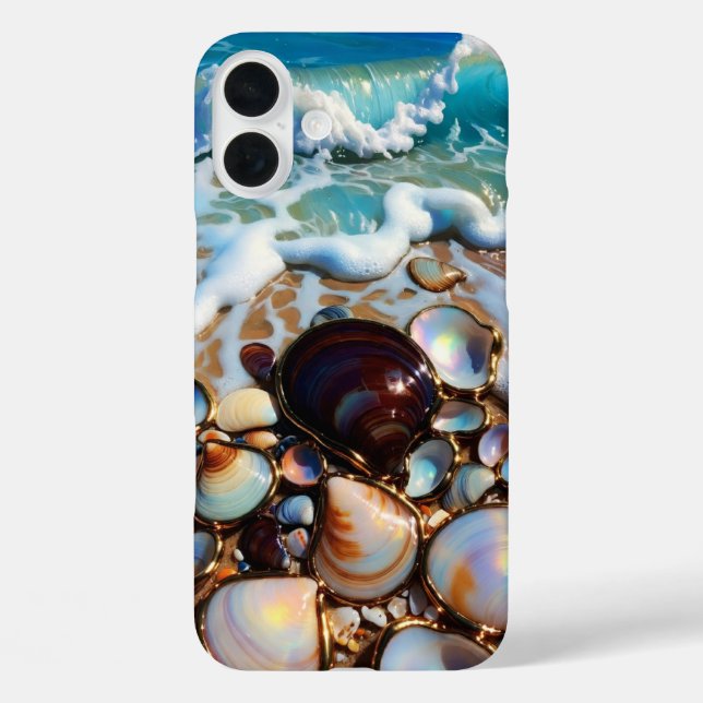16 Plus Funda para iPhone de Playa Seashell Diseño Costero (Reverso )