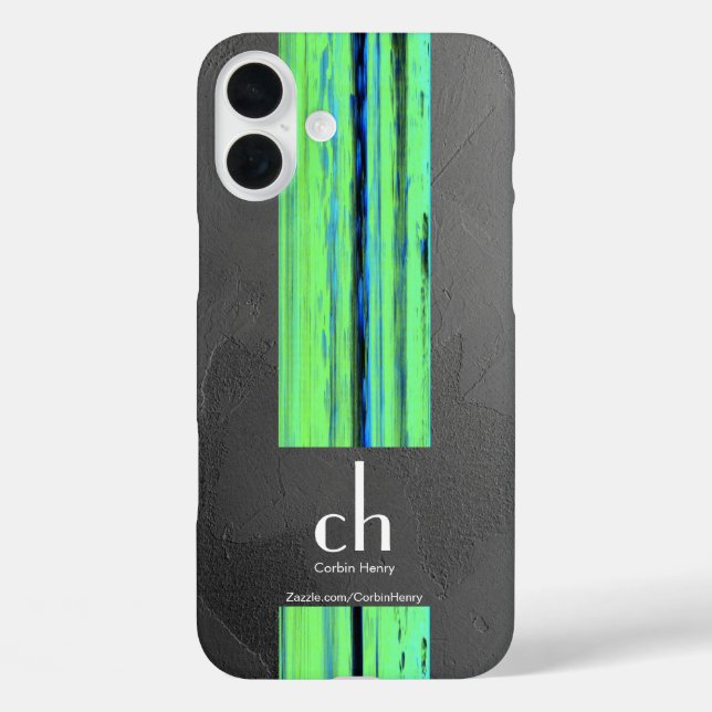 16 Plus Funda para iPhone de textura abstracta con monogra (Reverso )