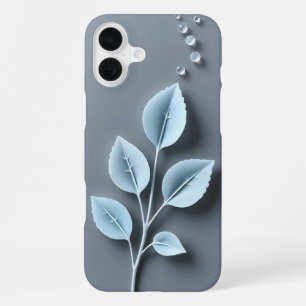 16 Plus Funda para iPhone Hojas Azules con Rocío