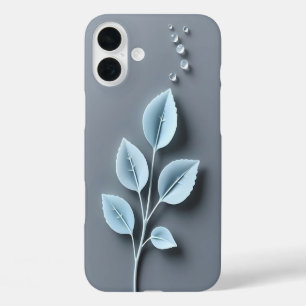 16 Plus Funda para iPhone Hojas Azules con Rocío
