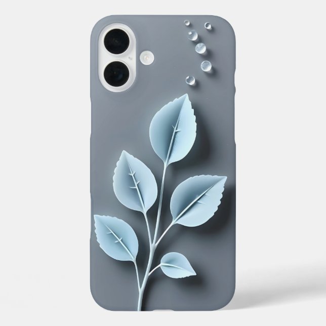 16 Plus Funda para iPhone Hojas Azules con Rocío (Reverso )