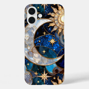 16 Plus Funda para iPhone Luna Celestial Sol Vidrio Grabad