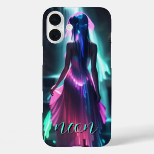 16 Plus Neon Chica Monogrammed Funda - Mate iPhone