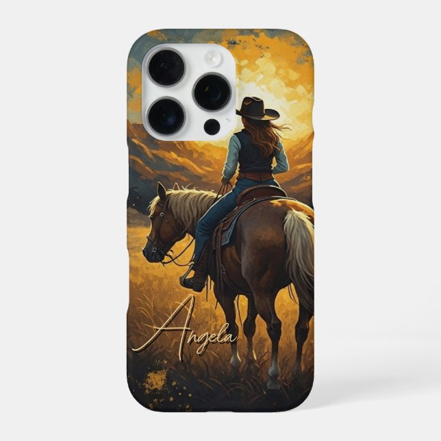 16 Pro Funda de protección para iPhone Western Sunset Cow (Reverso)