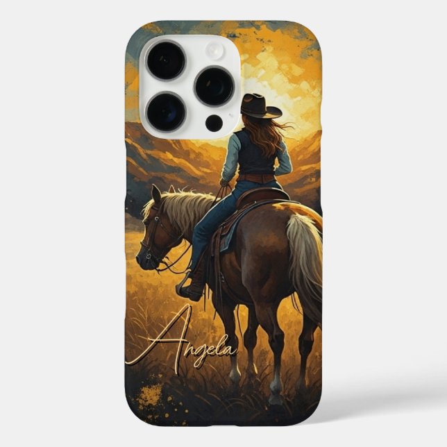 16 Pro Funda de protección para iPhone Western Sunset Cow (Reverso )
