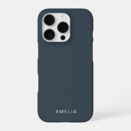 16 Pro Funda para iPhone azul carbón con nombre personali