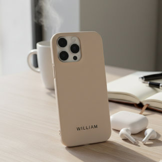 16 Pro Funda para iPhone beige personalizada con detalles