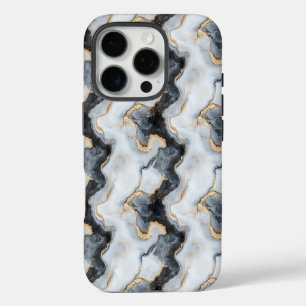 16 Pro Funda para iPhone con efecto de mármol blanco y or