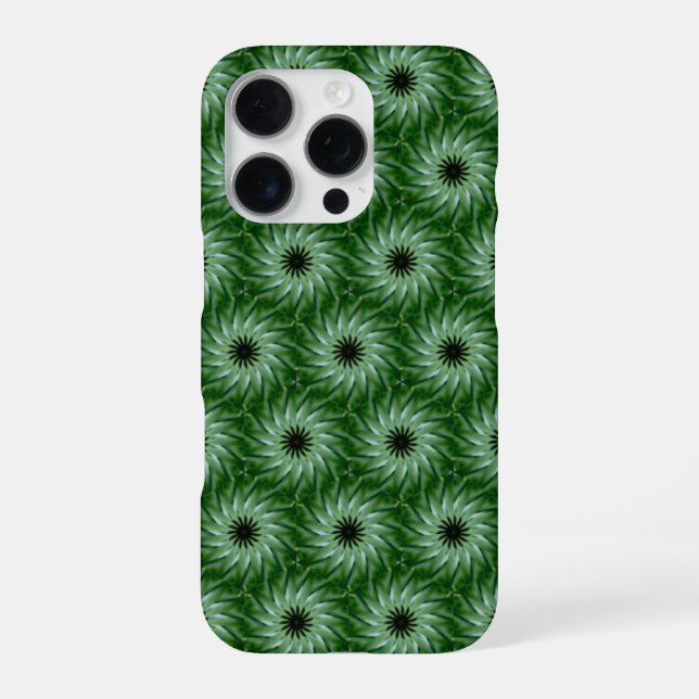 16 Pro Funda para iPhone con patrón de flor verde circula (Reverso)