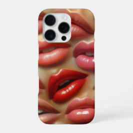 16 Pro Funda para iPhone con patrón de labios coloridos