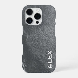16 Pro Funda para iPhone con textura de pizarra gris
