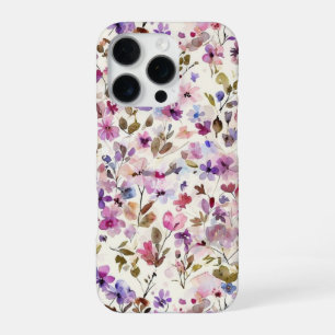 16 Pro Funda para iPhone de Acuarela Floral - Rosa Purpur