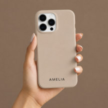 Funda para iPhone de color beige con nombre person