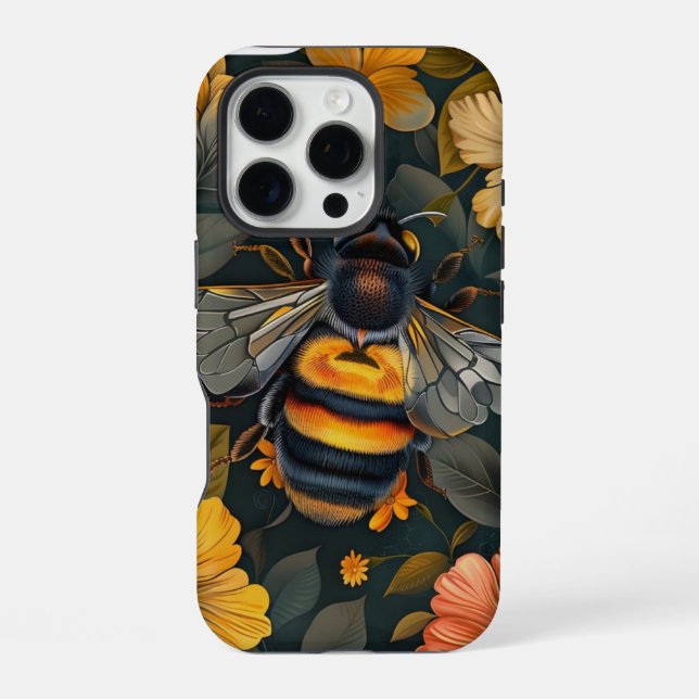 16 Pro Funda para iPhone de diseño floral y abeja elegant (Reverso )