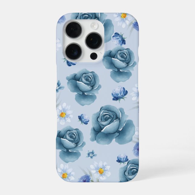 16 Pro Funda para iPhone floral 'Blue Rose Serenity' (Reverso)