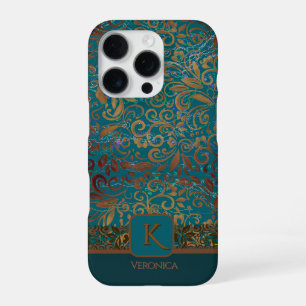 16 Pro Funda para iPhone / iPad con monograma y patrón fl