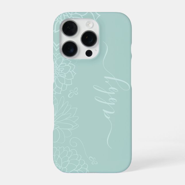 16 Pro Funda para iPhone / iPad de flores en verde menta  (Reverso)