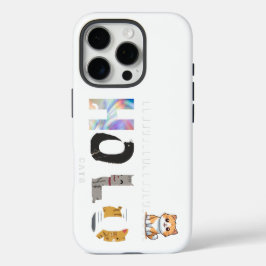 16 Pro Holo, diseño de gato duro | Funda de iPhone