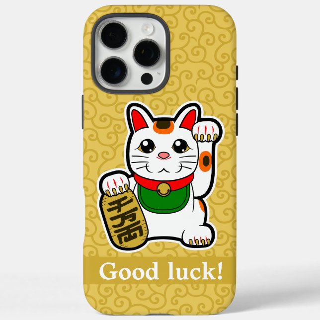16 Pro Max Estuche para iPhone para Funda Gato Afortunado Jap (Reverso)