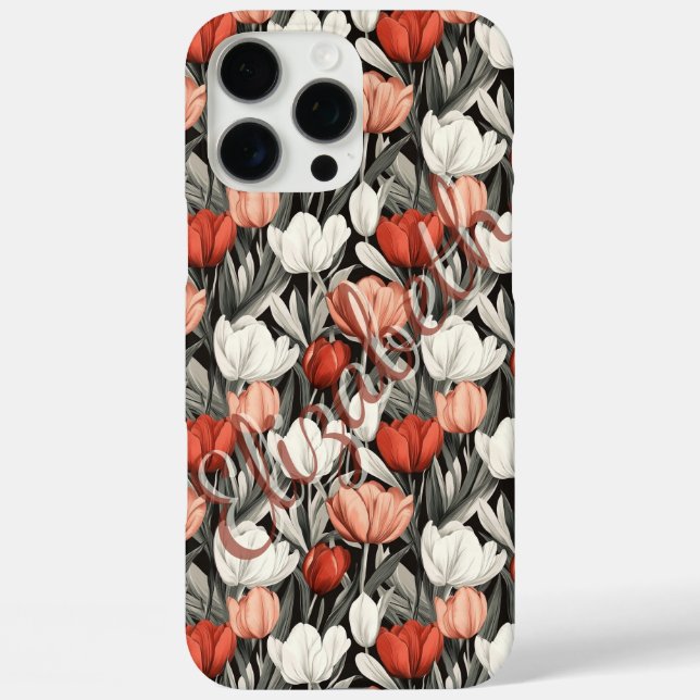 16 Pro Max Funda de iPhone personalizada con tulipán de lujo  (Reverso )