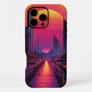 16 Pro Max Funda para iPhone Ciudad Atardecer Retro Estética
