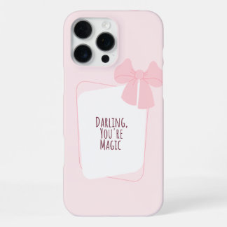 16 Pro Max Funda para iPhone con lazo rosa