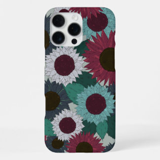 16 Pro Max Funda para iPhone con patrón de girasol tonos cáli