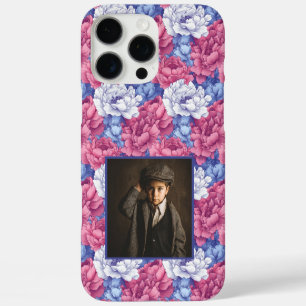 16 Pro Max Funda para iPhone con peonías moradas personalizad
