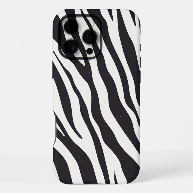 16 Pro Max Funda para iPhone con rayas de cebra – Patrón negr (Reverso )