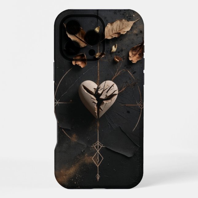 16 Pro Max Funda para iPhone Corazón Agrietado Dark Boho (Reverso )