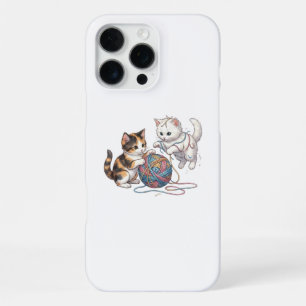16 Pro Max Funda para iPhone de Gatitos Juguetones con Bola d