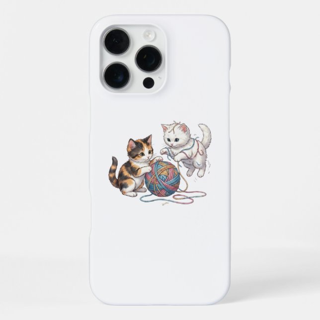 16 Pro Max Funda para iPhone de Gatitos Juguetones con Bola d (Reverso )