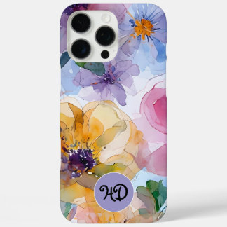 16 Pro Max Funda para iPhone de Pastel de Acuarela con Monogr