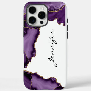 16 Pro Max Funda para iPhone de piedra Ágata Geoda Púrpura
