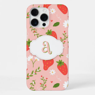 16 Pro Max Funda para iPhone / iPad con patrón de fresa lindo