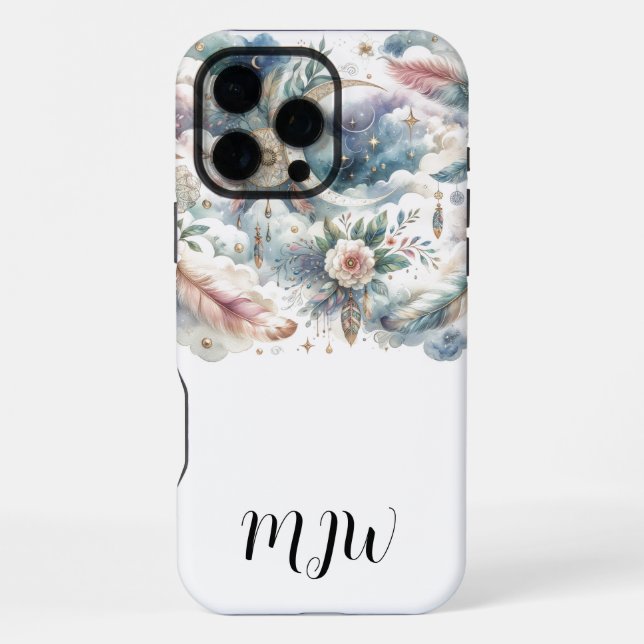 16 Pro Max Funda para iPhone / iPad de pluma boho celestial (Reverso )