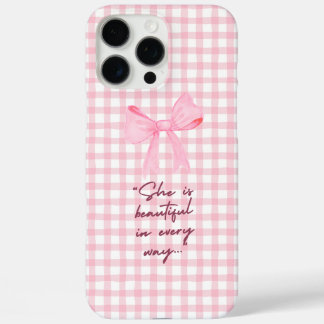 16 Pro Max Funda para iPhone / iPad rosa y blanca con lazo ro