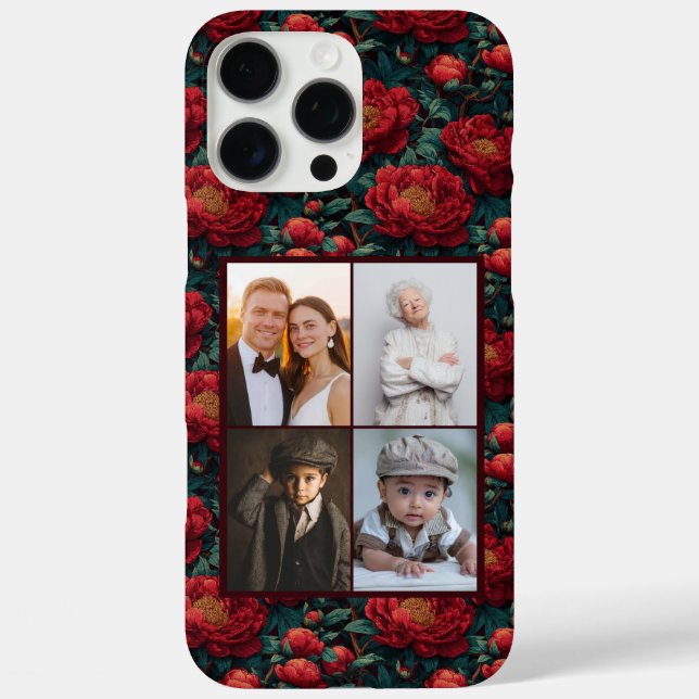 16 Pro Max Funda para iPhone personalizable con peonías lujos (Reverso )