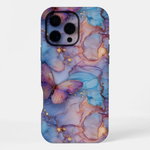 16 Pro Max Funda para teléfono Boho Marble Butterfly iPhone